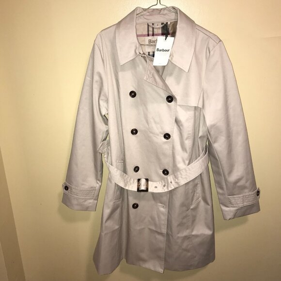Women's Barbour Short Greta Showerproof Trench Coat Jacket-Size 14 - Picture 4 of 16